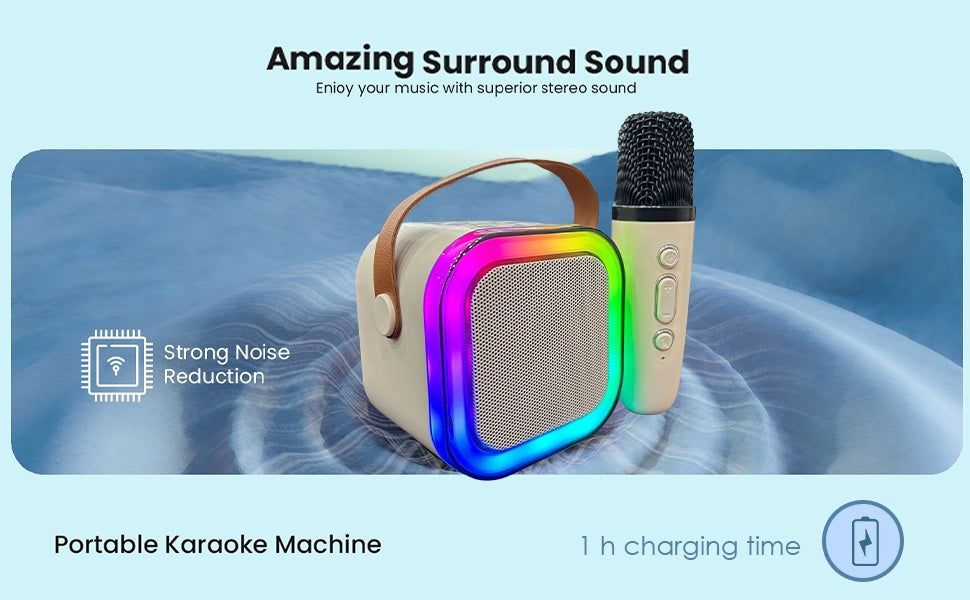 Bluetooth Karaoke Speaker with Wireless Microphone &amp; LED Lights image 4