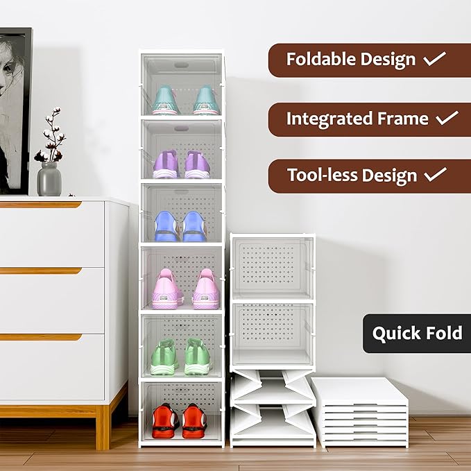 Premium Clear Stackable Shoe Storage Boxes - 4 Layer image 1
