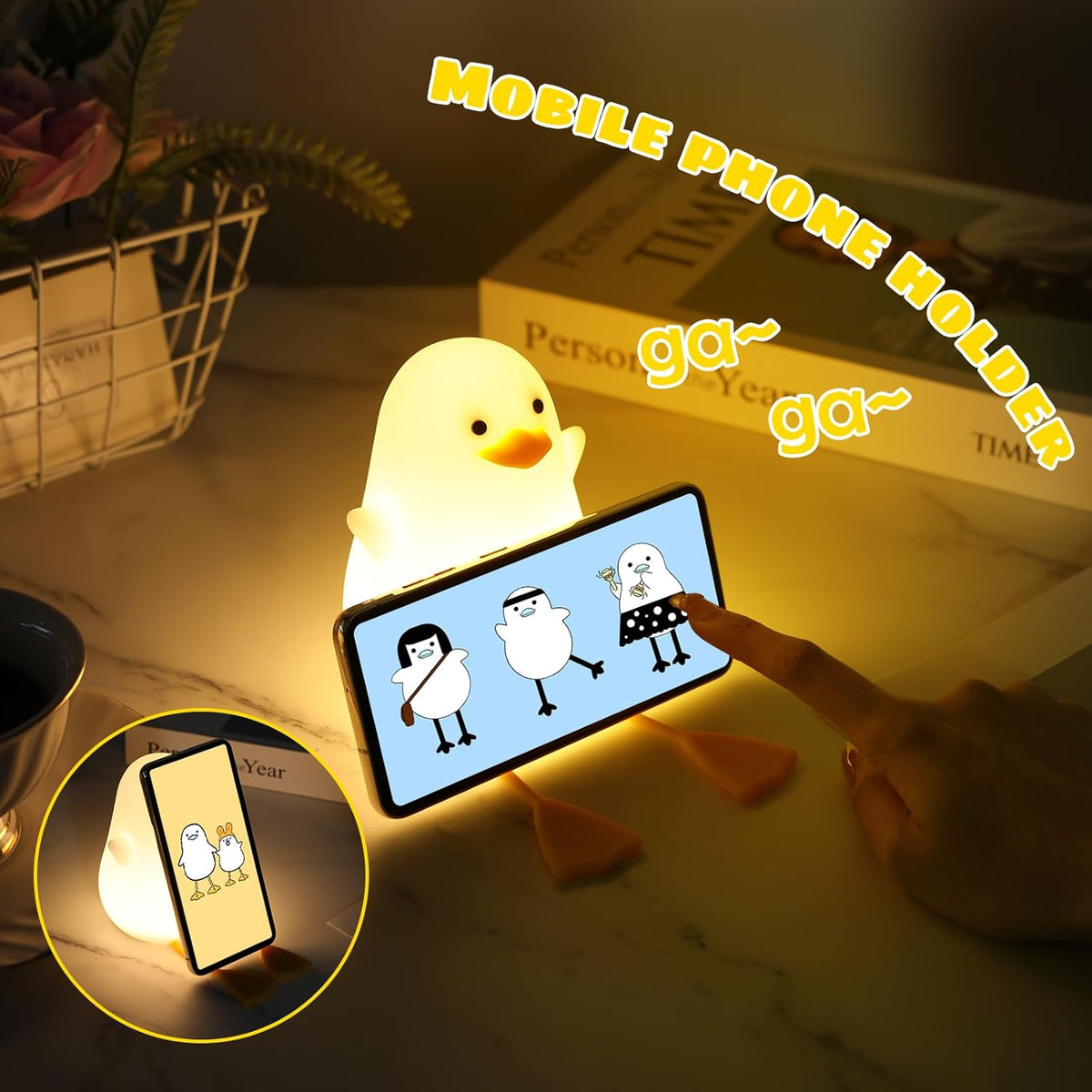 Cute Duck LED Night Lamp | Soft Warm Light, Rechargeable Bedside Lamp for Kids, Nursery & Home Décor image 3