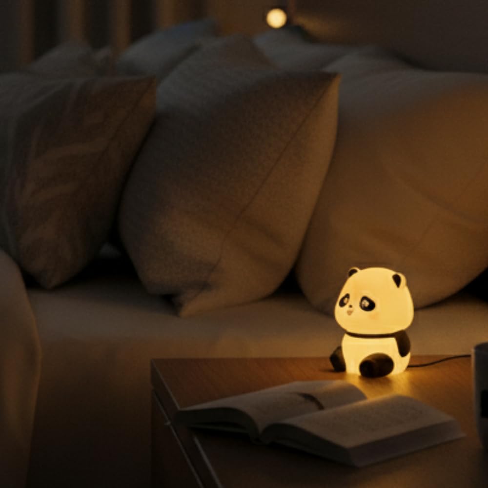 Mini Panda LED Night Light – Squishy Silicone Nursery Lamp & Cute Rechargeable Bedside Decor image 3