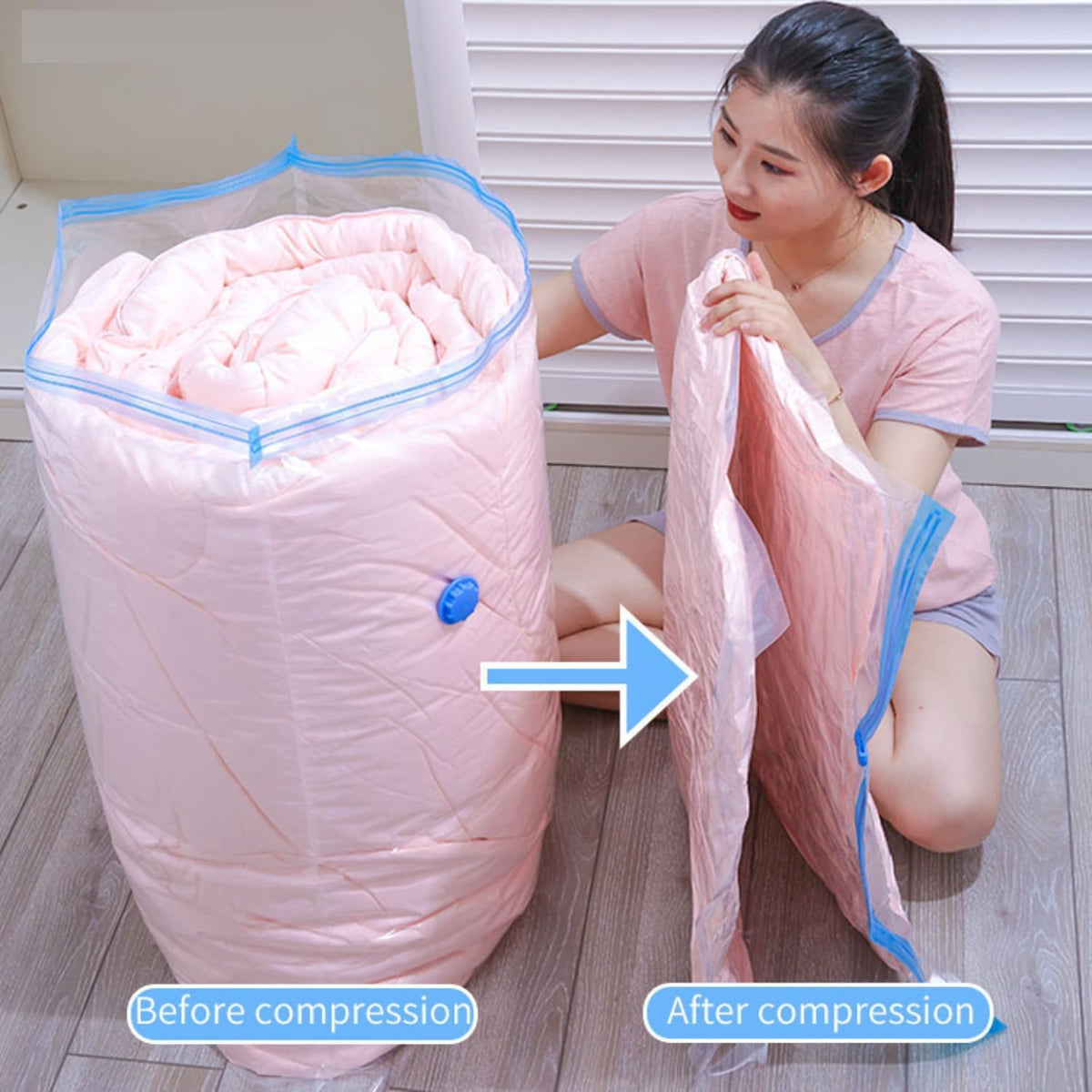 5-Pack Vacuum Storage Bags with Travel Hand Pump | Heavy-Duty Space Saving Bags for Clothes, Blankets, and Bedding image 4