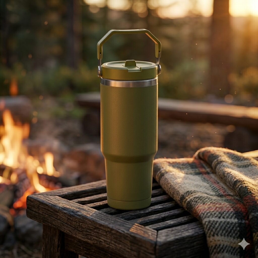 Insulated Travel Tumbler – 890ml Stainless Steel Thermal Coffee Mug with Handle image 4
