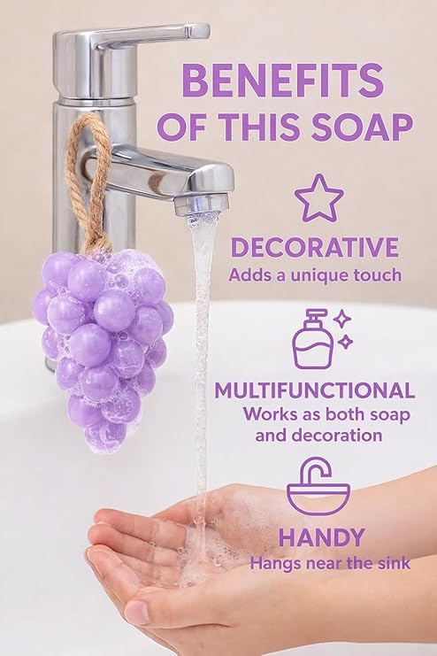 Handcrafted Grape Hanging Soap | Decorative & Luxury Hand Wash Soap image 2