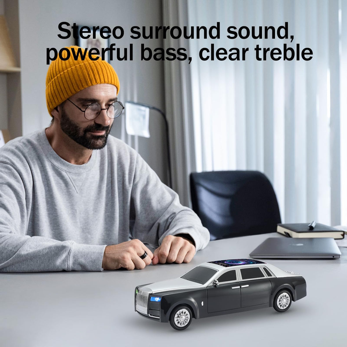 Luxury Sedan Replica Bluetooth Speaker – LED Starry Sky Screen Display, HD Sound image 2