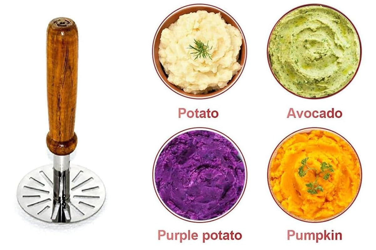 Vegetable - Potato - Pav Bhaji Masher with Wooden Handle image 1