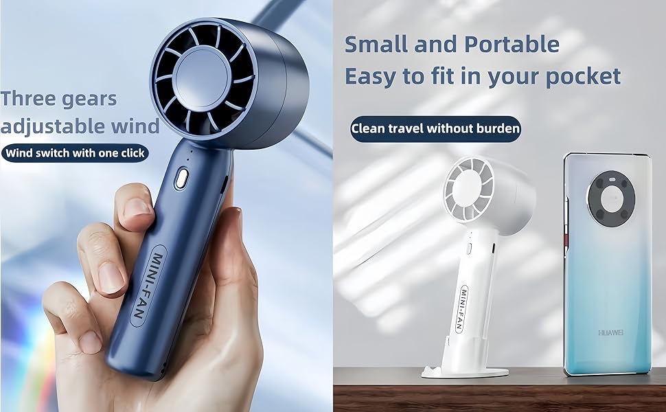 Handheld Mini Fan – Portable USB Rechargeable Fan with Base & 3 Speed Settings image 4