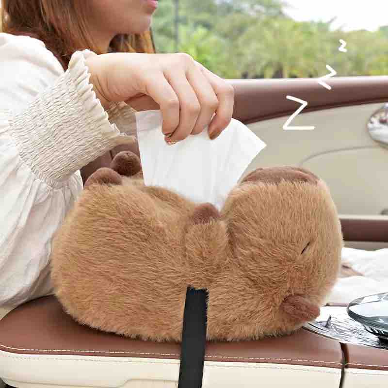 Capybara Tissue Box Holder – Plush Cute Car & Home Tissue Organizer image 3