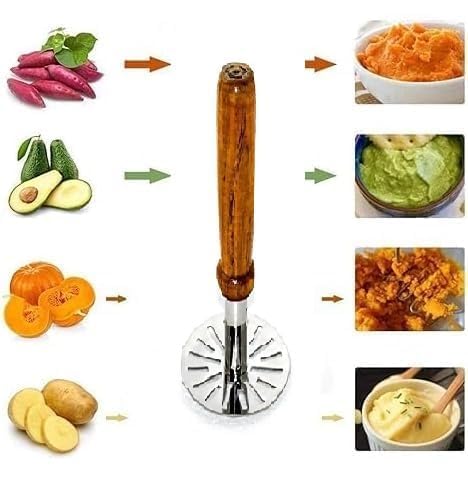 Vegetable - Potato - Pav Bhaji Masher with Wooden Handle image 2