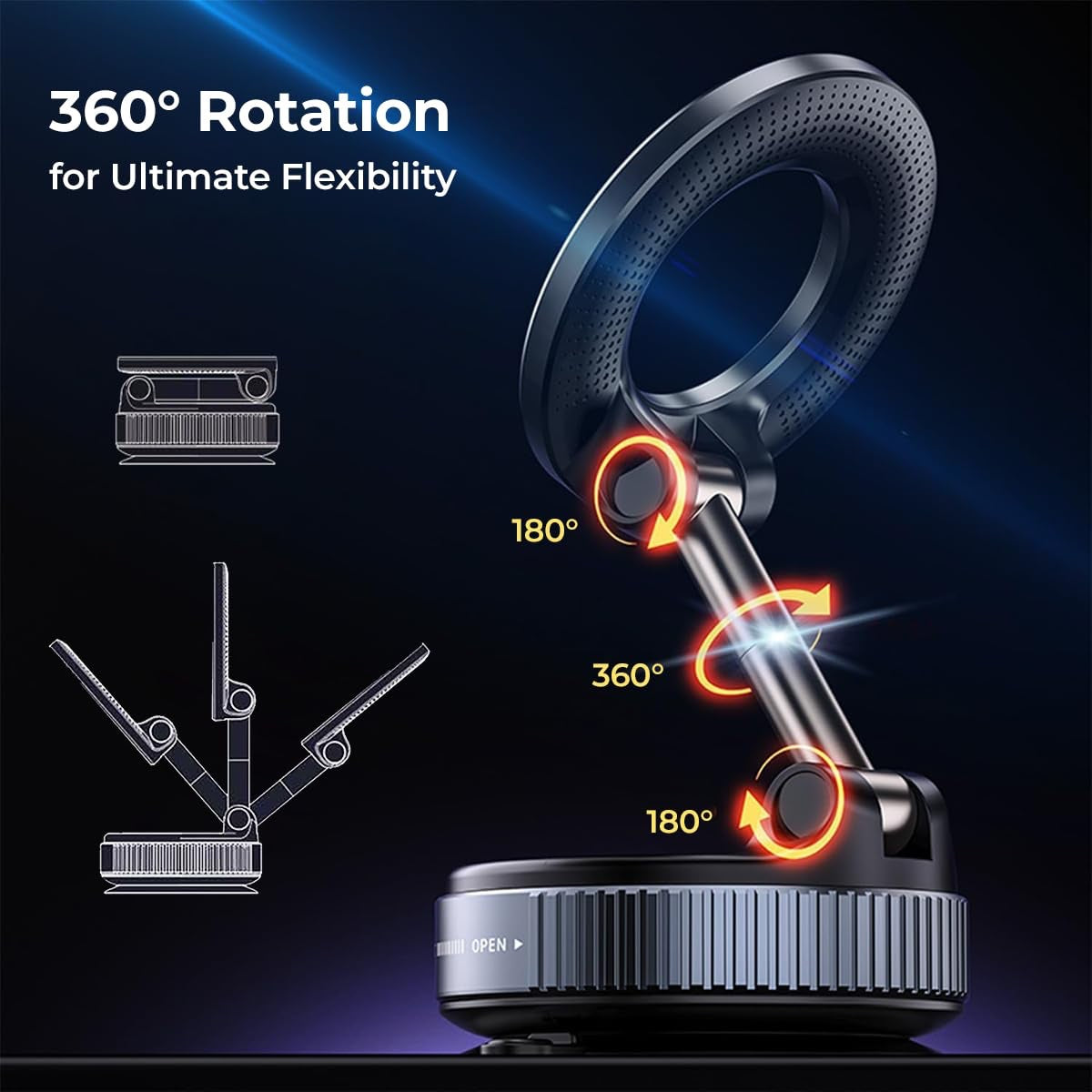 Magnetic Car Mobile Holder, Strong Vacuum Suction image 2