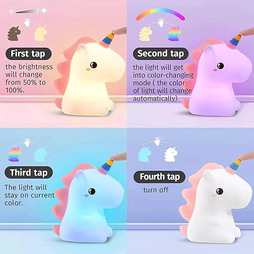 Unicorn Silicone Night Lamp LED Light for Kids Bedroom, Romantic Décor, Valentine Day Gift, Love Gift for Her, Couple Gift image 3